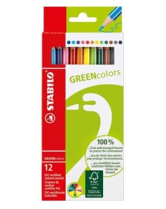 Набор карандашей цветных Green Colors 12 цв Stabilo