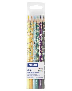 Набор цветных карандашей HAPPY BOTS 6 цв трехгранные в пластиковой упаковке Milan
