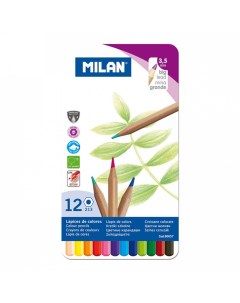 Набор цветных карандашей 12 цв грифель 3 5 мм в металлической упаковке Milan