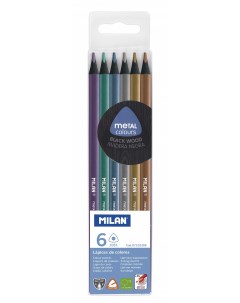 Набор цветных карандашей 6 цв металлик трехгранные в пластиковой упаковке Milan