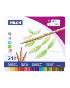 Набор цветных карандашей 24 цв грифель 3 5 мм в металлической упаковке Milan