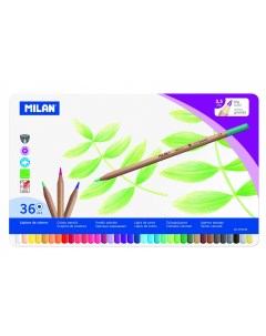 Набор цветных карандашей 36 цв грифель 3 5 мм в металлической упаковке Milan