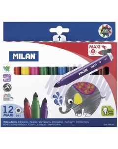 Набор фломастеров Maxi 12 цв трехгранные в картонной упаковке европодвес Milan
