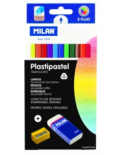 Набор цветных карандашей Plastipastel 12 цв пластиковые трехгранные ластик и точилка Milan