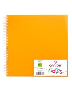 Блокнот для графики на спирали Notes 18 5х18 5 см 50 л 120 г обложка пластик оранжевая Canson