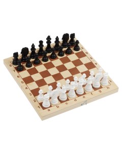 Набор игр 2в1 Шахматы шашки обиходные пластиковые с деревянной доской 29 29см Три совы