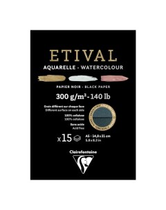 Альбом склейка для акварели Etival Torchon 14 5х21 см 15 л 300 г черная бумага Clairefontaine