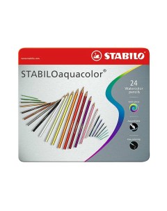 Набор карандашей акварельных Аquacolor 24 цв в металле Stabilo