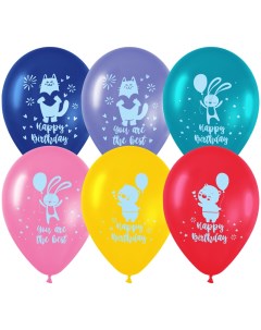 Набор воздушных шаров Happy birthday М12 30 см 25 шт пастель ассорти Meshu