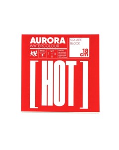 Альбом склейка для акварели RAW Hot 18х18 см 20 л 300 г 100 целлюлоза Aurora