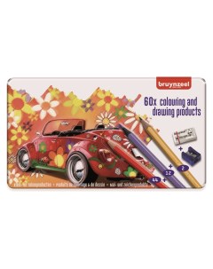 Набор цветных карандашей Машина 58 цв ластик точилка в мет упаковке Bruynzeel