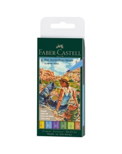 Набор ручек капиллярных Faber Castell Pitt Artist Pen Brush Summer vibes 6 шт пластик уп евро Faber–сastell