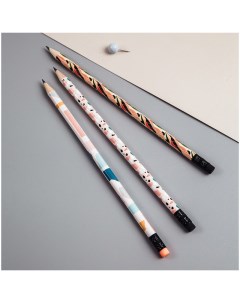 Набор карандашей чернографитных Pastel 3 шт HB с ластиком ассорти европодвес Meshu