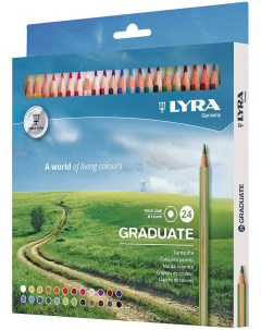 Набор гексагональных карандашей цветных Graduate 24 цв в картонной упаковке Lyra