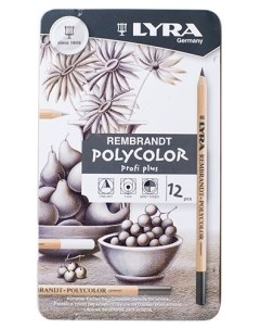 Набор карандашей цветных Rembrandt Polycolor 12 цв серых тонов в метал коробке Lyra