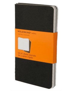 Записная книжка в линейку Cahier Journal Pocket 90х140 мм 64 стр черный 3шт Moleskine