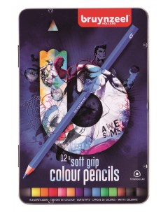 Набор карандашей цветных 12 шт в металлической коробке синяя Bruynzeel