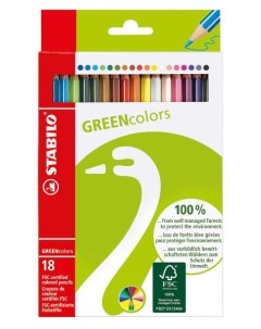 Набор карандашей цветных Green Colors 18 цв Stabilo