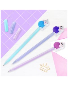 Ручка шариковая Cute Cats Кот с клубком 0 7 мм синяя корпус ассорти Meshu