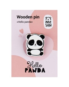 Значок деревянный Hello panda 2 7 3 3 см Meshu