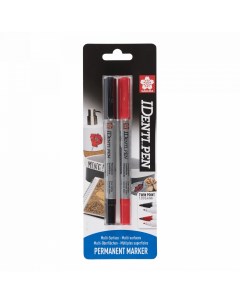 Набор маркеров IDenti Pen 2 шт двусторонние 0 4 1 мм Черный красный в блистере Sakura