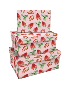 Набор прямоугольных коробок 3в1 Strawberry 19 12 7 5 15 10 5см Meshu