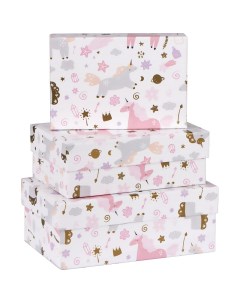 Набор прямоугольных коробок 3в1, "Unicorns", (19*12*7,5-15*10*5 см) Meshu