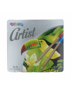 Набор карандашей цветных Artist 24 цветов металлическая коробка Colorino