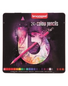 Набор карандашей цветных 24 шт в металлической коробке розовая Bruynzeel