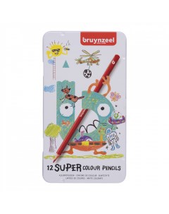 Набор карандашей цветных Kids Super Colour 12 цв в металическом пенале Bruynzeel