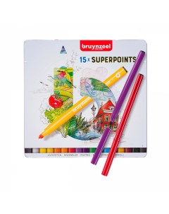 Набор фломастеров Kids Superpoint 15 цв в металлической коробке Bruynzeel