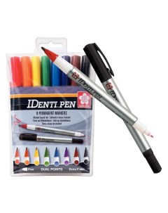 Набор маркеров Identi Pen двусторонний стержень 0 4 1 0 мм 8шт цв ассорти Sakura