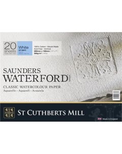 Альбом склейка для акварели Saunders Waterford C P среднее зерно 36х26 см 20 л 300 г белый St cuthberts mill