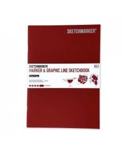 Скетчбук MARKER GRAPHIC LINE 17 6х25 см 16 л 180 г мягкая обложка красный Sketchmarker