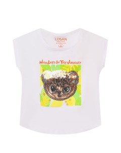 Хлопковая футболка с принтом и декором Losan