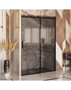 Душевая дверь в нишу Benefit 160 см профиль черный стекло тонированное Ambassador
