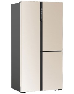 Холодильник Side by Side NFK 610 золотистое стекло Ginzzu