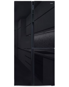 Холодильник Side by Side NFK 610 черное стекло Ginzzu