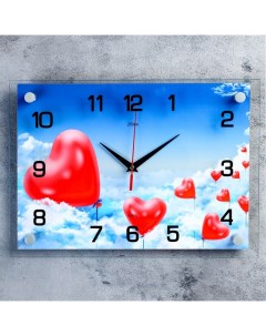 Часы Воздушные сердца 25х35 см Рубин
