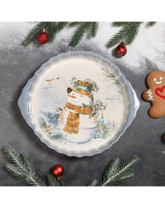Блюдо Рождественский снеговик 29х24х4 см Доляна