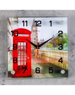 Часы Английская телефонная будка 25х25х4 см Рубин
