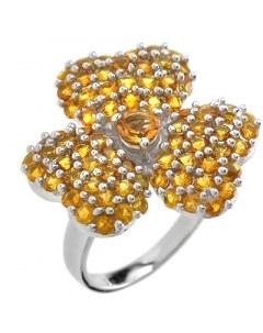 Кольцо Цветок с цитринами из серебра Balex