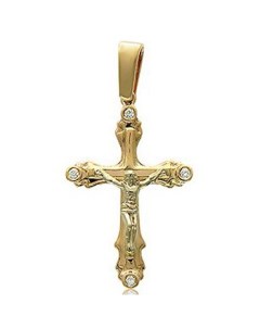 Крестик с 4 бриллиантами из комбинированного золота Эстет