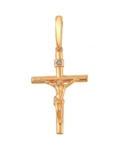 Крестик с 1 бриллиантом из красного золота Эстет