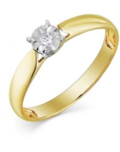 Кольцо с 1 бриллиантом из жёлтого золота Мастер бриллиант