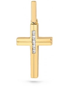 Крестик с 5 бриллиантами из жёлтого золота Kabarovsky