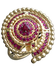 Кольцо с 64 рубинами из жёлтого золота Эстет