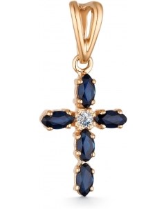 Крестик с бриллиантом из красного золота Костромская ювелирная фабрика "алькор"