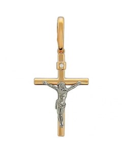 Крестик с бриллиантом из комбинированного золота Эстет