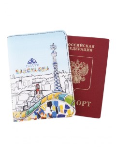 Обложка для паспорта 53Р барселлона красный голубая Curanni